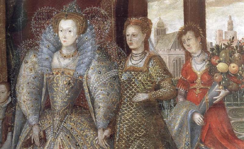 unknow artist Queen Elizabeth i leads in Peace and Plenty from a Garden oil painting picture